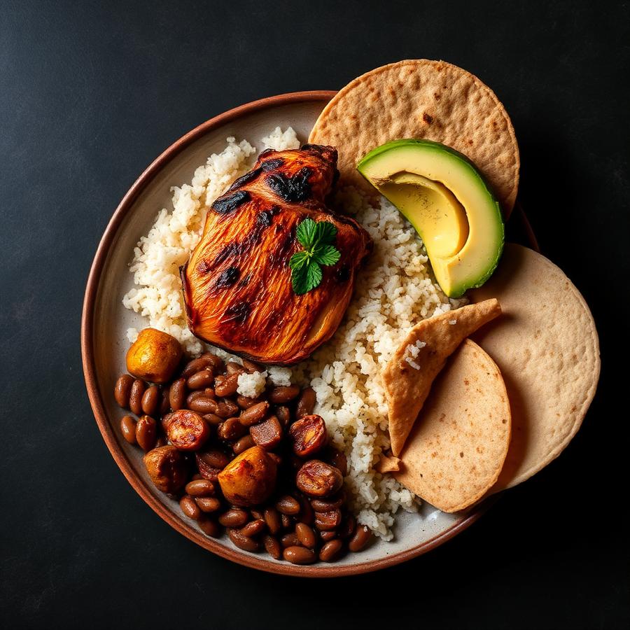 Plato completo con pollo frito